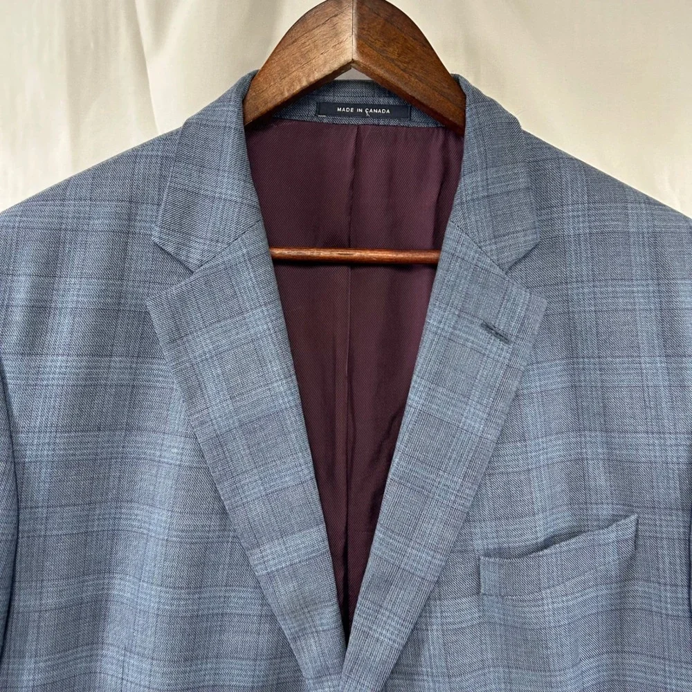 Cremieux Sport Coat Mens 46R Blue Glen Plaid Loro Piana Wool Blazer Canada